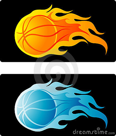  - Flaming Basketball Clipart