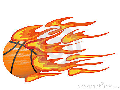  - Flaming Basketball Clipart