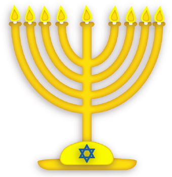 Menorah surrounded by fun and