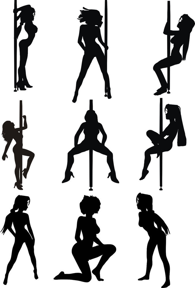 Silhouette Of Stripper On A P