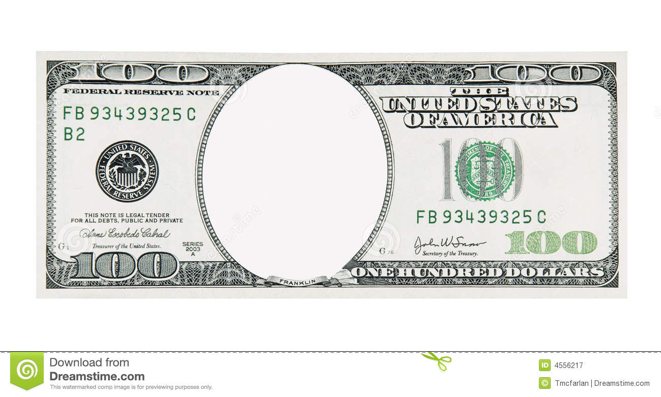 100 Dollar Bill Front No Face Royalty Free Stock Photography Image