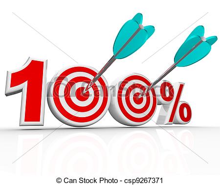 ... 100 Percent Arrows in Targets Perfect Score - The number 100.