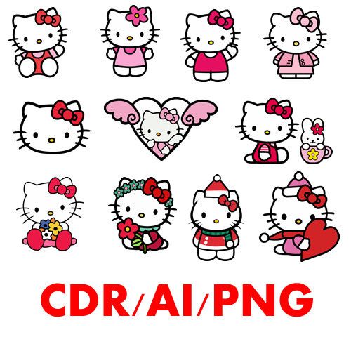 12 Vector clipart Hello Kitty Corel Draw Adobe Illustrator AI CDR PNG tshirt by herbetdesign on Etsy | Stuff to Buy | Pinterest | Adobe, Illustrators and ...