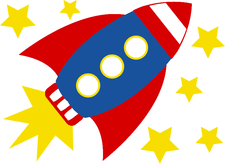 Blue Rocket Ship clip art - v