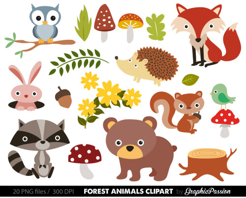 Baby Forest Animal Clipart. 