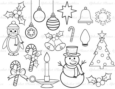 16 Christmas Clip Art Black A - Black And White Christmas Clipart