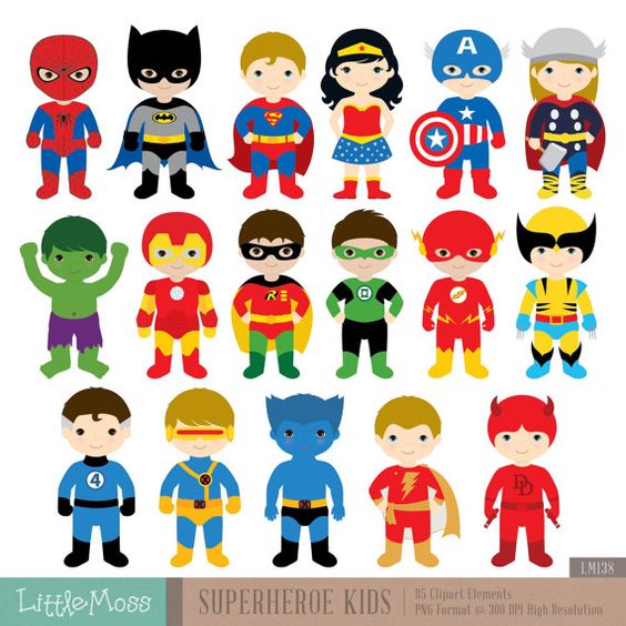 17 Superheroes Characters Digital Clipart, Superhero Clipart, Superhero Boys, Superman Clipart, Batman Clipart, Spiderman Clipart - Visit to grab an amazing ...