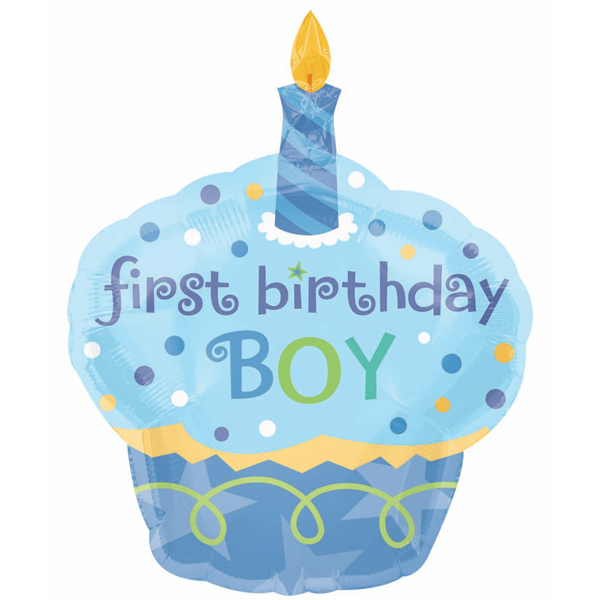 1st Birthday Cupcake Boy Supe - 1st Birthday Clip Art