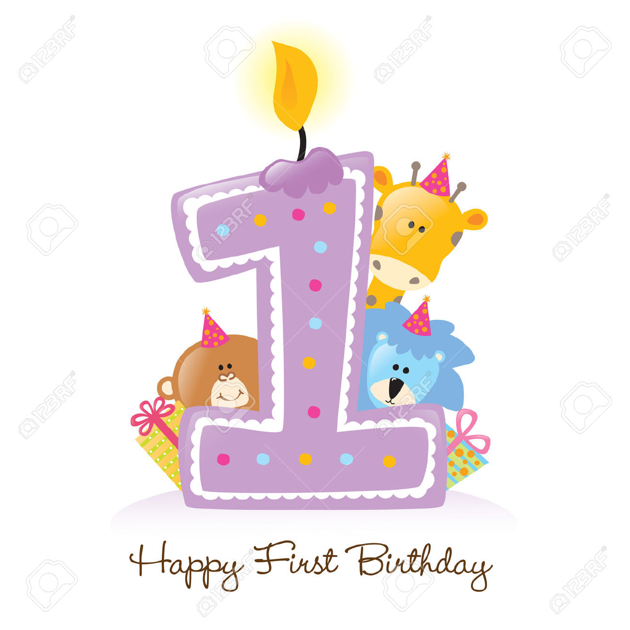 1st Birthday Free Clip Art. First Birthday Candle with .