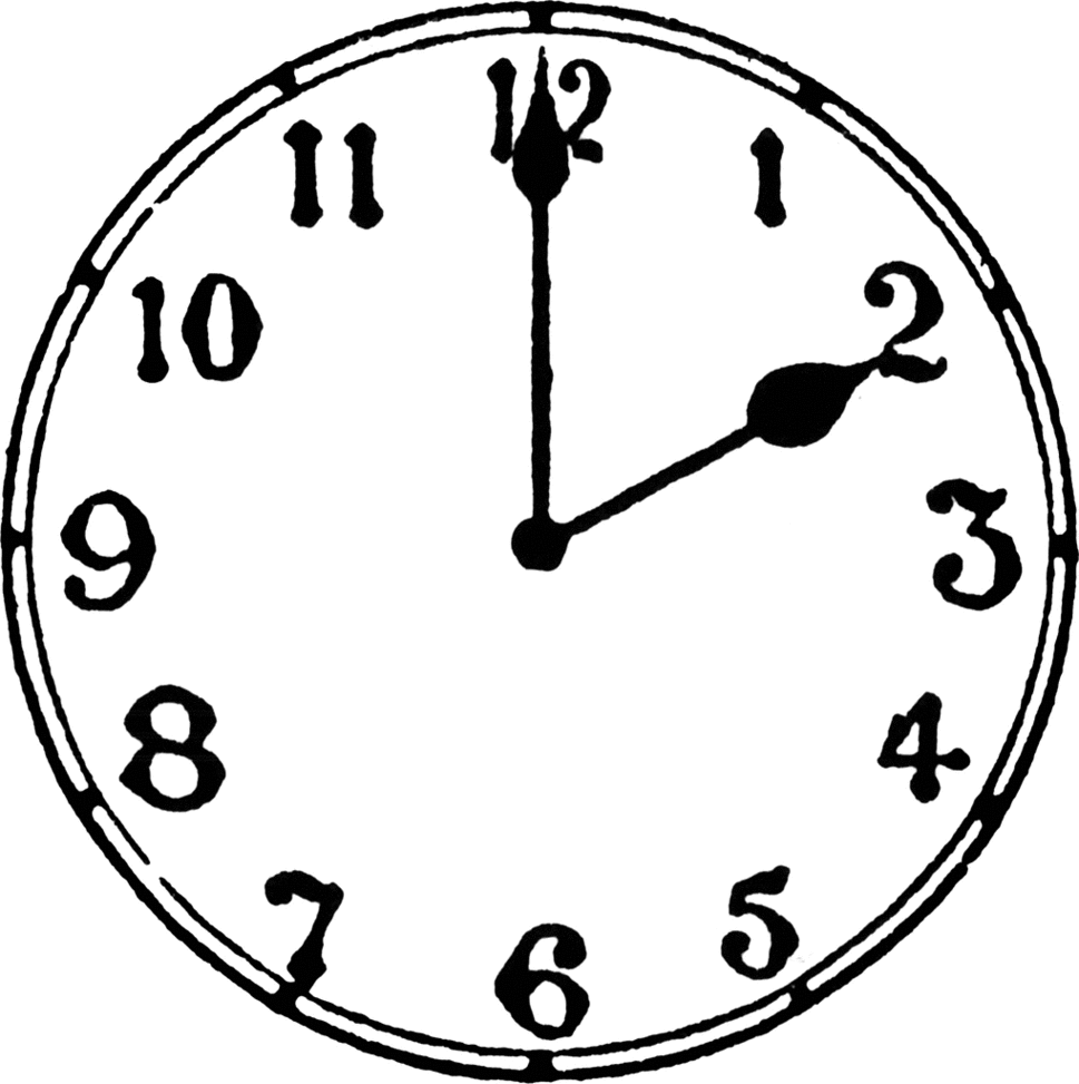 2 Oclock Clock Face Clipart