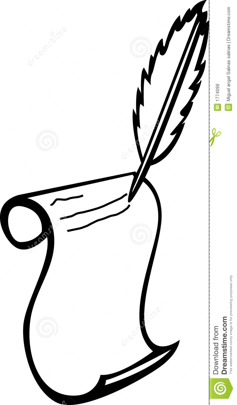 2106122387-feather-pen-and- . - Pen And Paper Clip Art