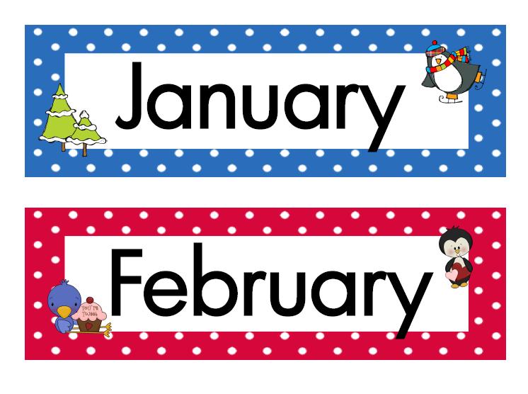 Month Headings Clipart