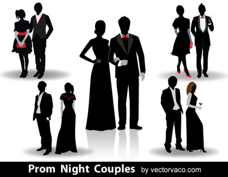 29 Senior Silhouettes; Prom Night Couples Vector Silhouettes