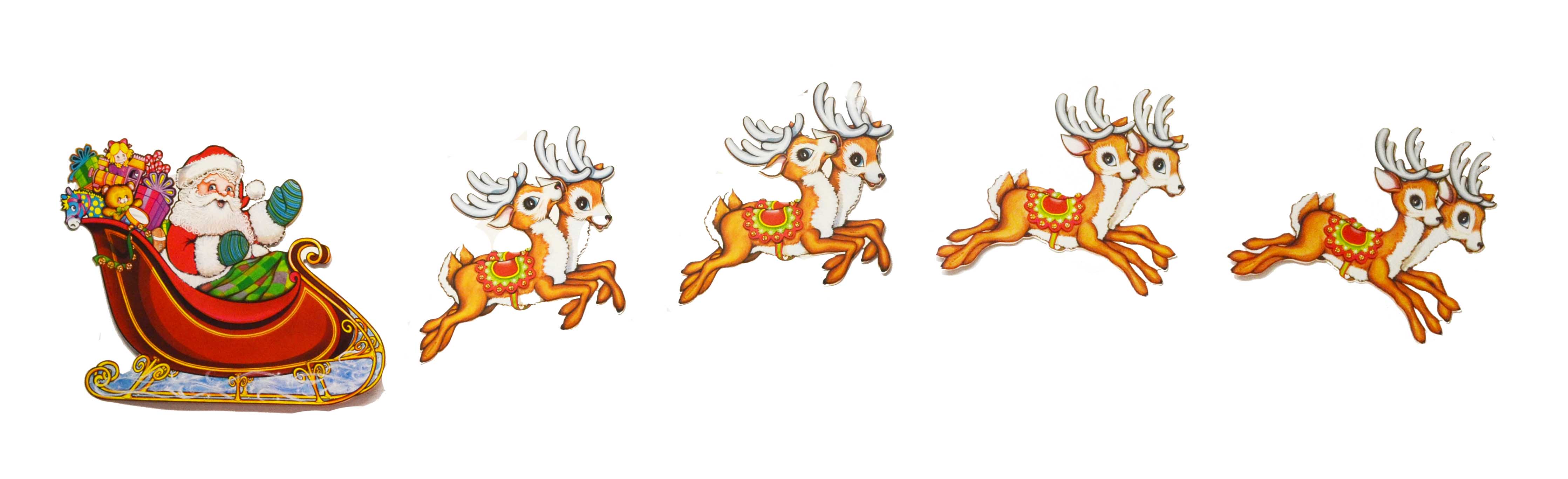 2m Santa Sleigh And Reindeer  - Santa And Reindeer Clip Art