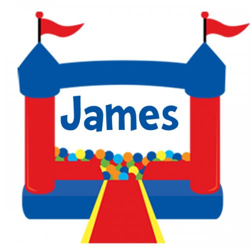 30 - Personalized Address Labels - Circus Bounce House Blue .