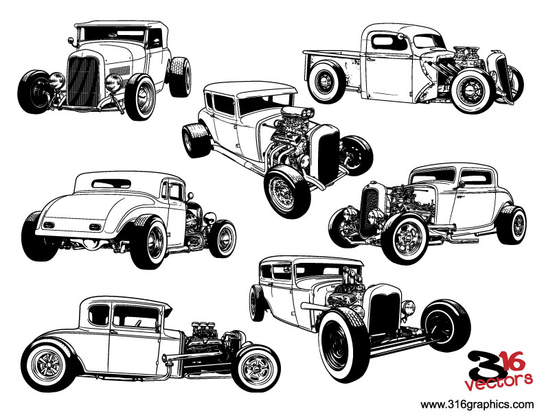 316 Vectors Hot Rods Vector Pack Sold By 316 Graphics On Storenvy