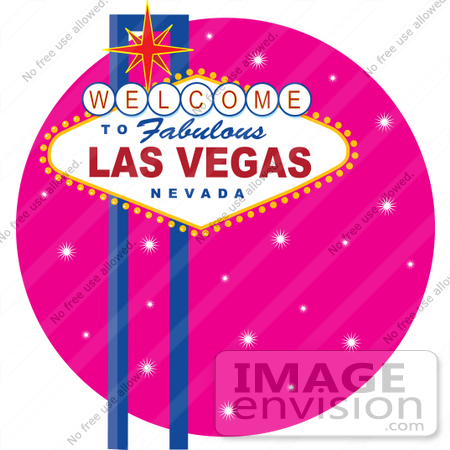 #33652 Clip Art Graphic Of A Las Vegas Sign Over A Pink Sparkly Background