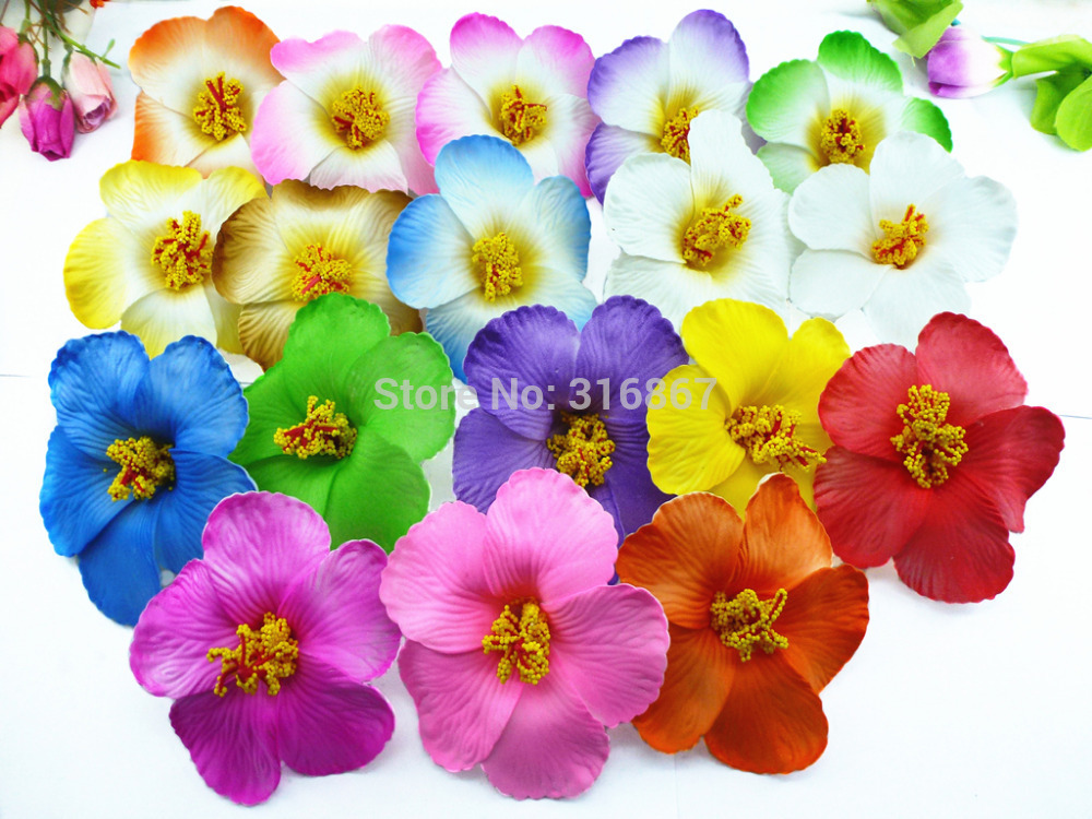 36pcs free shipping mixed colors Foam Hawaiian flower Hibiscus Flower  bridal hair clip 9cm