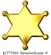 3D Golden Sheriff\u0026#39;s Badge