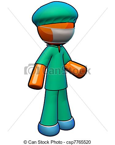 ... 3d Orange Man Doctor Surgeon Wearing Scrubs - Scrubs, face.