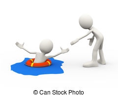 ... 3d person helping drowning man - 3d illustration of man.