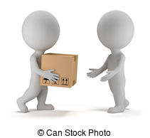 3d small people - parcel deli - Delivery Clipart
