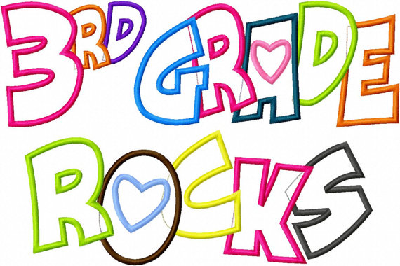 3rd Grade Rocks Applique Designs 5x7 And 8x11 Hoop Size Instant