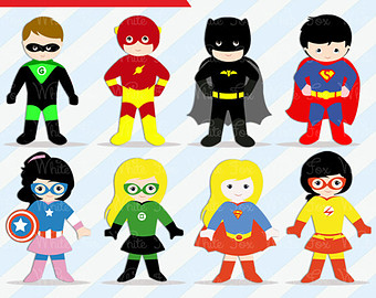 50% OFF SALE Superheroes Clipart / Personal and Commercial Use / 1 FREE Superhero / Instant Download / Item Number: Superhero-BG1