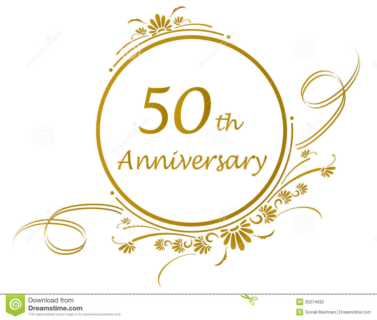 50th Or Golden Anniversary Of A Marriage Or Business Vector Available