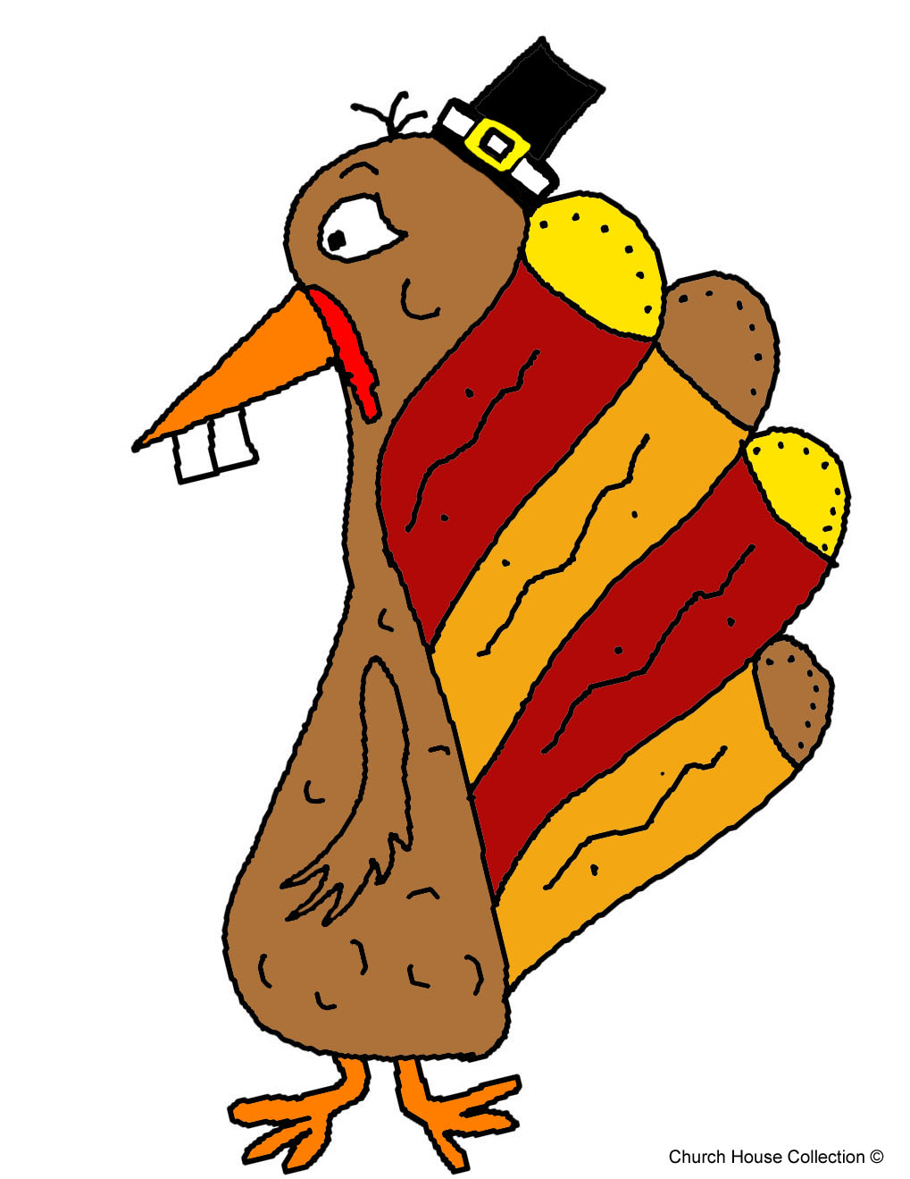8.5 x 11 Image. Thanksgiving Turkey With Buck Teeth and Pilgrim Hat Clipart. Thanksgiving Turkey With Buck Teeth ...
