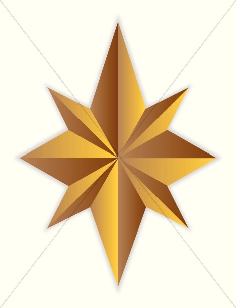 8 Point Gold Star - Star Of Bethlehem Clipart