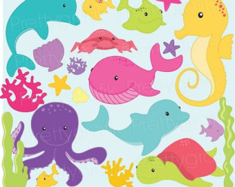 80% OFF SALE Sea animal clipart commercial use, vector graphics, digital clip art, digital images - CL516