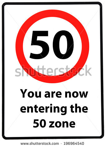 A birthday concept made as a road sign illustrating someone reaching their 50th birthday