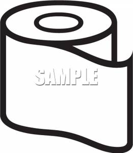 A Black and White Roll of Toilet Paper - Clipart