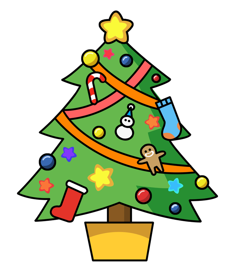 A Christmas tree decorated wi - Xmas Tree Clipart