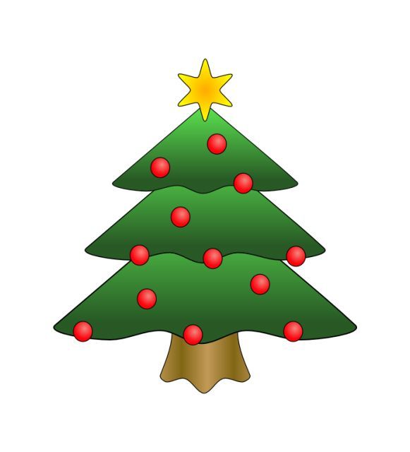 A Christmas tree with red bul - Christmas Trees Clipart