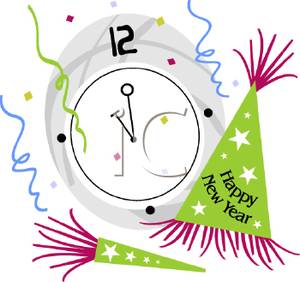 A clock at midnight on new years eve cliparts
