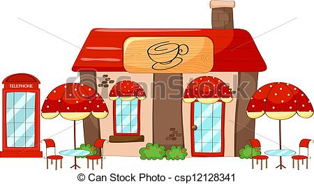 ... A coffee shop - illustration of a coffee shop on a white.