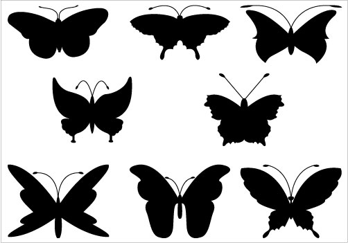 A collection of eight butterf - Butterfly Silhouette Clip Art