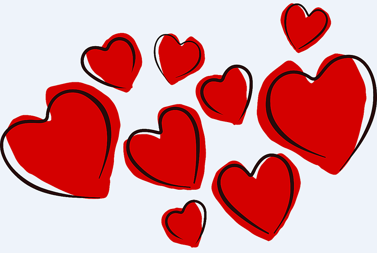 A collection of red heart ske - Valentine Clipart
