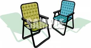 A Couple Of Folding Lawn Chairs - Royalty Free Clipart Picture