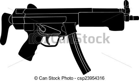 A machine gun contour on a... Submachine gun Vector Clip Artby ...