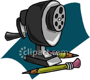 A Manual Pencil Sharpener and Pencils Royalty Free Clipart Picture