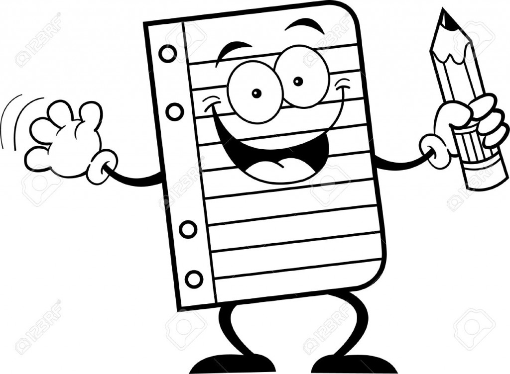 A Notebook Paper Holding A .. - Paper And Pencil Clipart