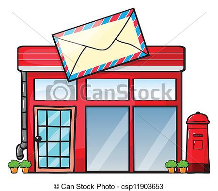 ... a post office - illustration of a post office on a white... ...