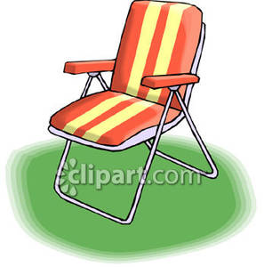 A Red and Yellow Striped Lawn - Lawn Chair Clip Art