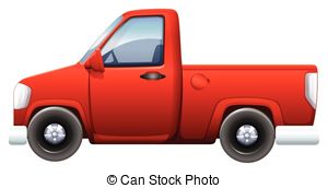 ... A red pickup vehicle on a white background
