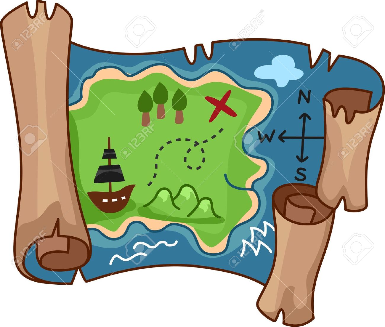 A scroll treasure map by free - Clipart Map