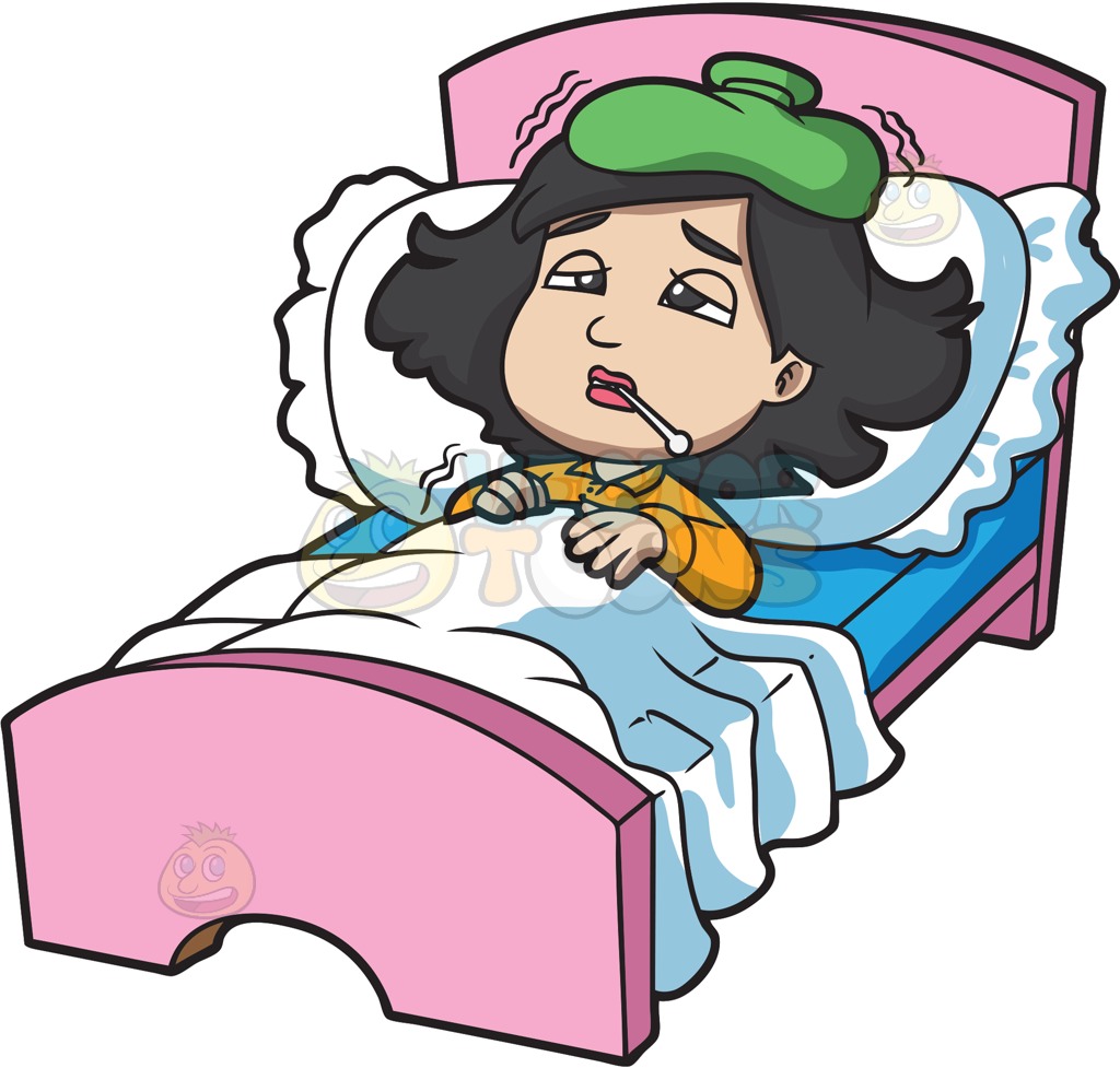 A sick girl in her bead - Sick Clipart