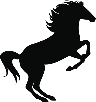 A silhouette of a horse in .